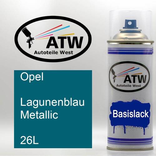 Opel, Lagunenblau Metallic, 26L: 400ml Sprühdose, von ATW Autoteile West.